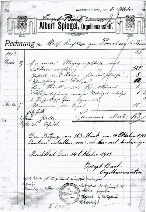 Rachunek za naprawę z 1912. Fot. Michał Stasiak